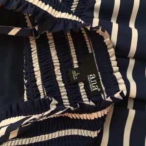 Blue and white striped dress